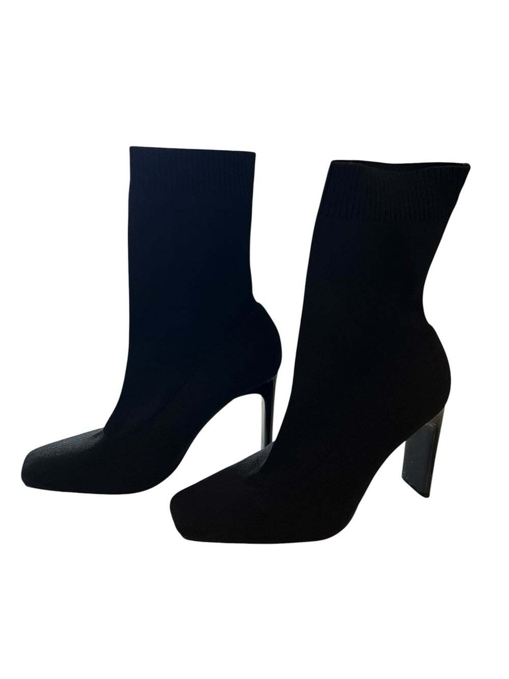 Zara Black Fitted Classic Party Knit Sock Ankle Boots w/ Block Heel- 41/10